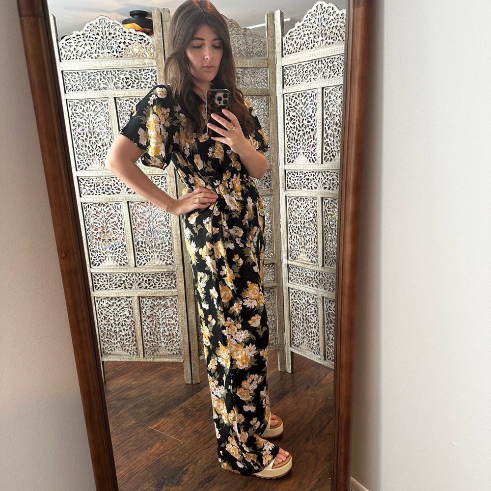 Floral Black Jumpsuit